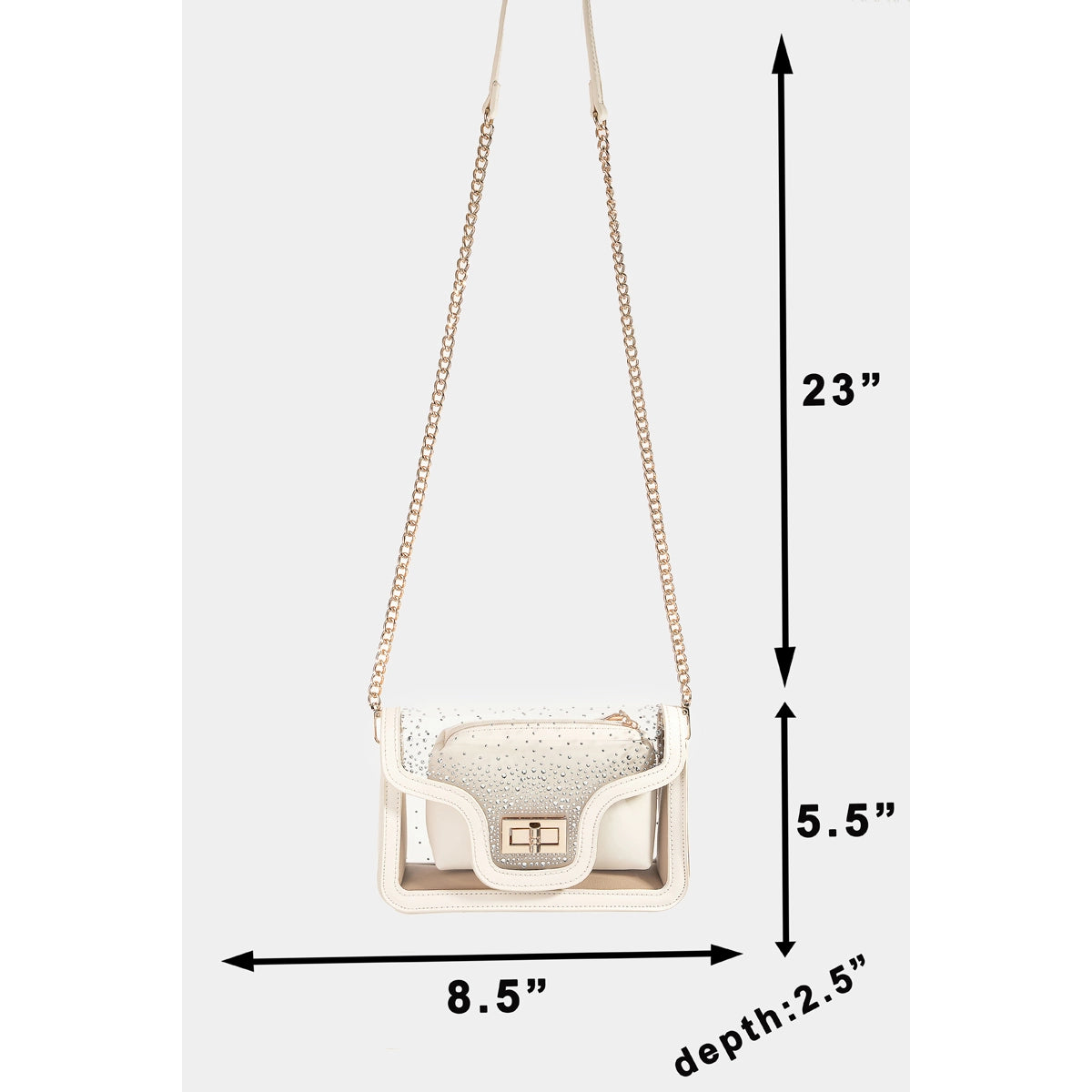 Transparent Rectangle Studded Crossbody Bag