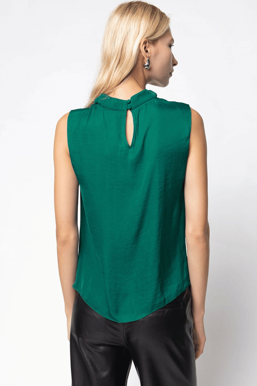 Draped Sleeveless Top with Gathered Neckline
