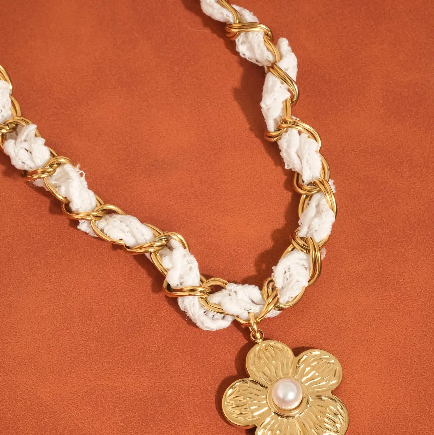 Journey 18K Gold Non-Tarnish Floral Chain Pendant Necklace