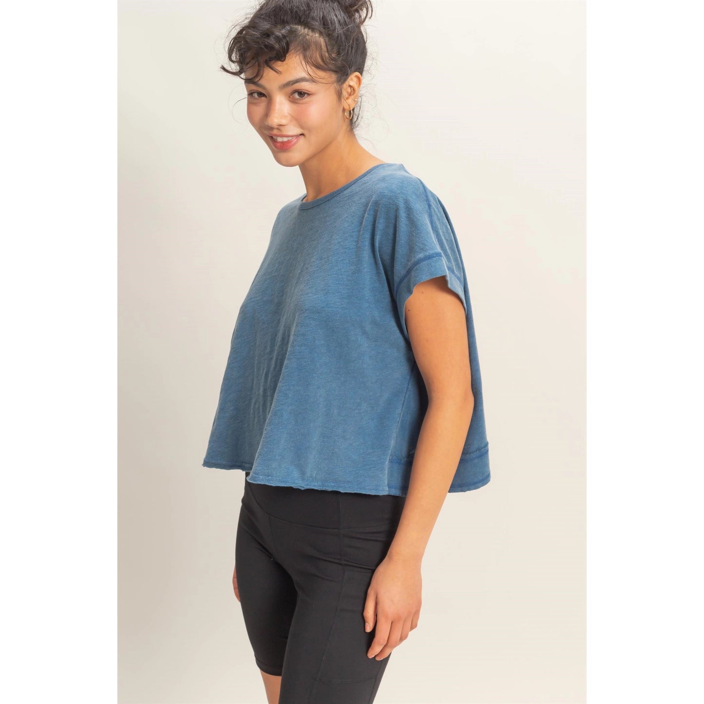 Acid Washed Cross Detail Open Back Top