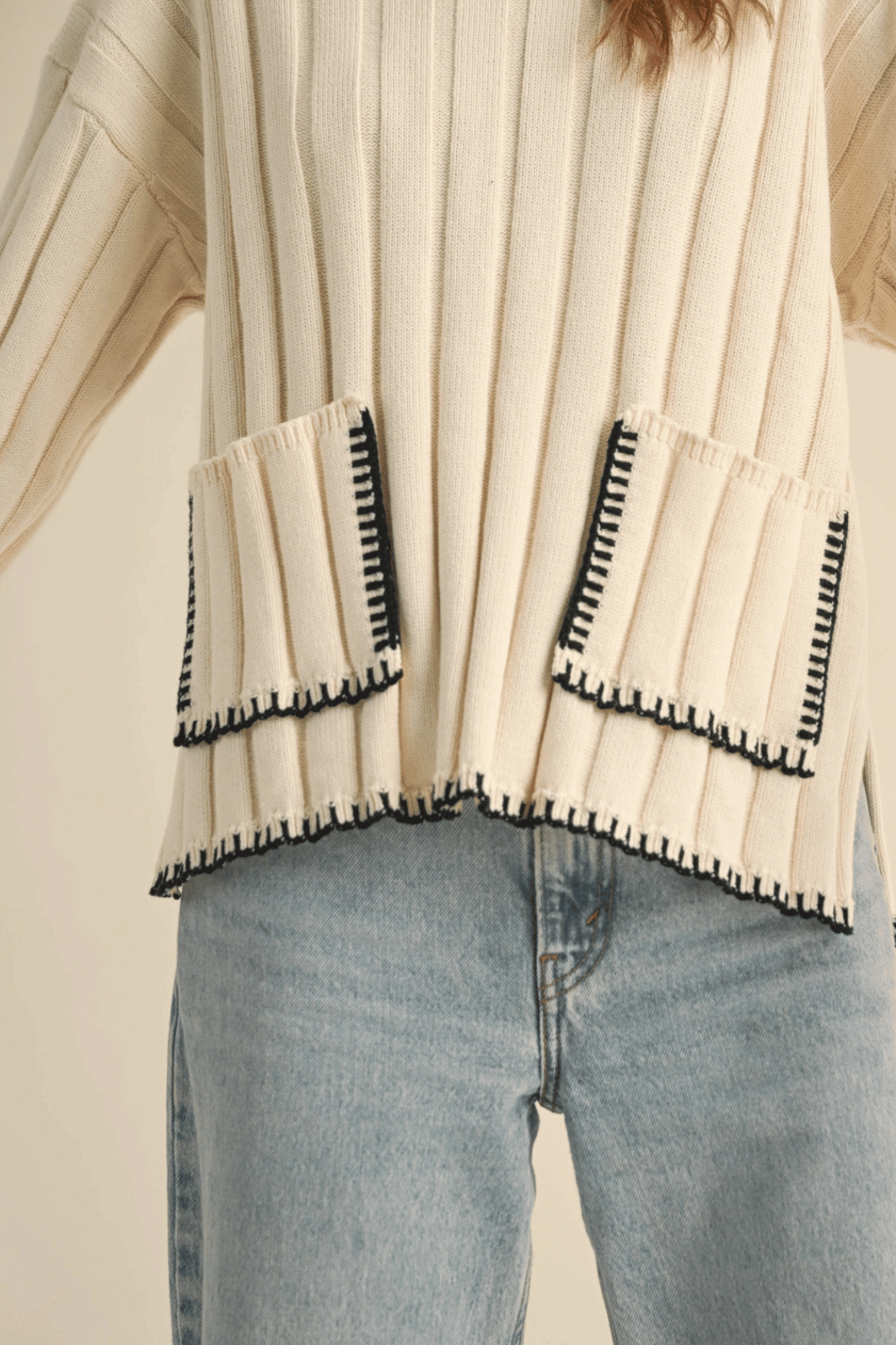 The Natasha Stitch Detail Wide Rib Pattern Sweater
