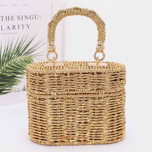 Braided Cotton Box Top Handle Bag
