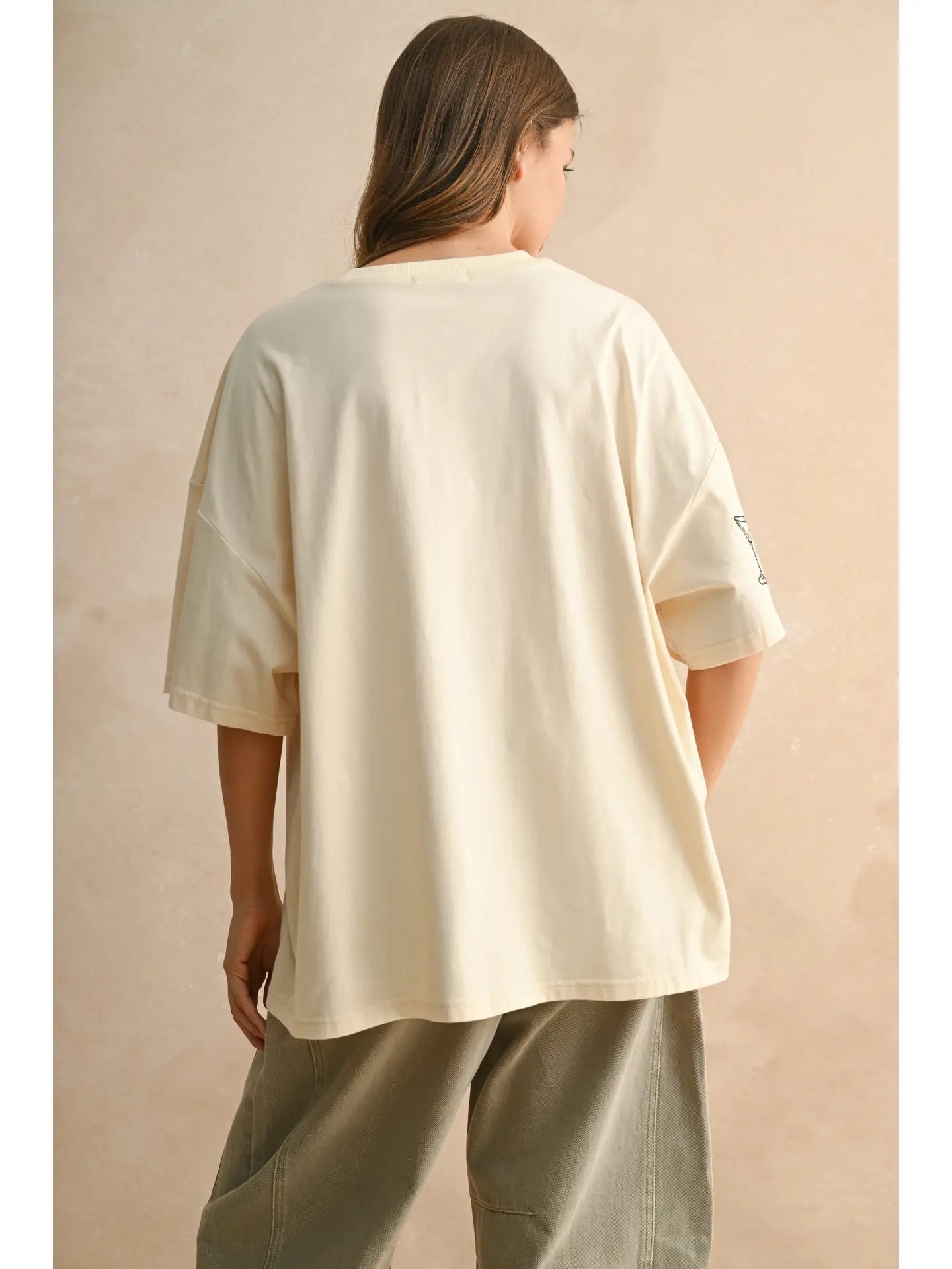 Cocktail Embroidery Boxy T Shirts
