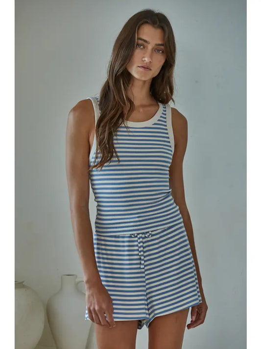 Knit Rayon Spandex Striped Sleeveless Top