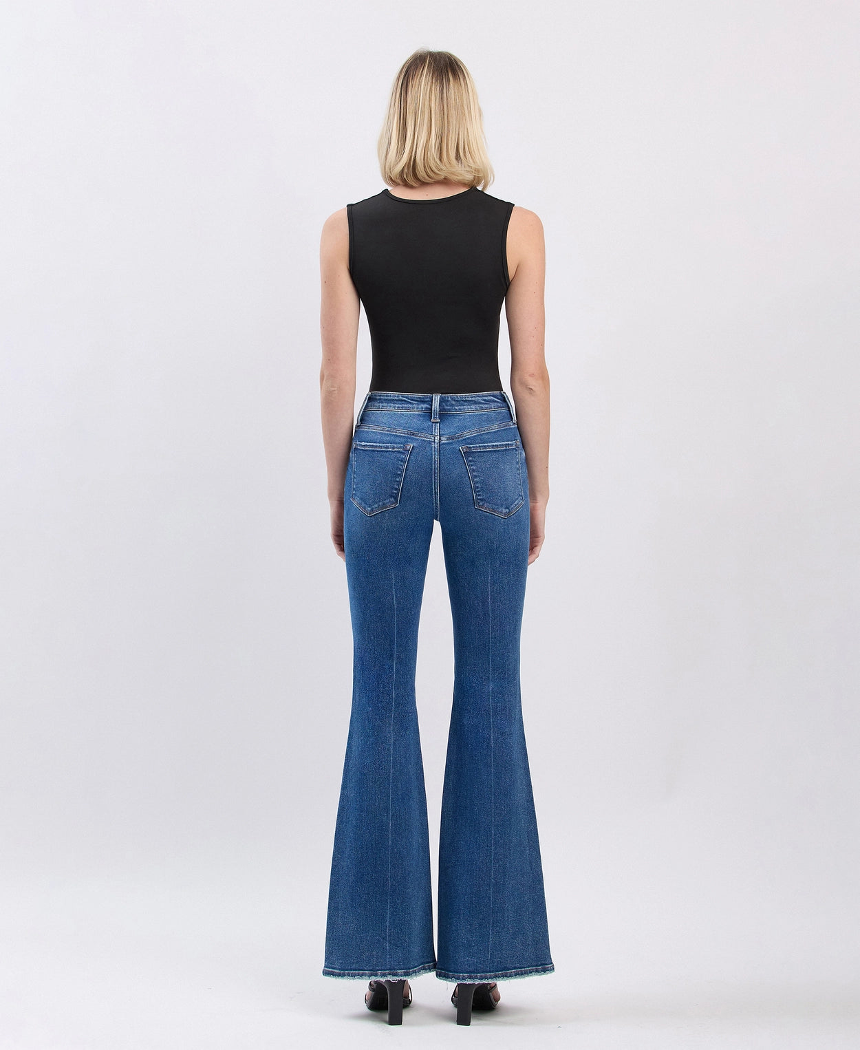 High Rise Distressed Classic Flare Jeans