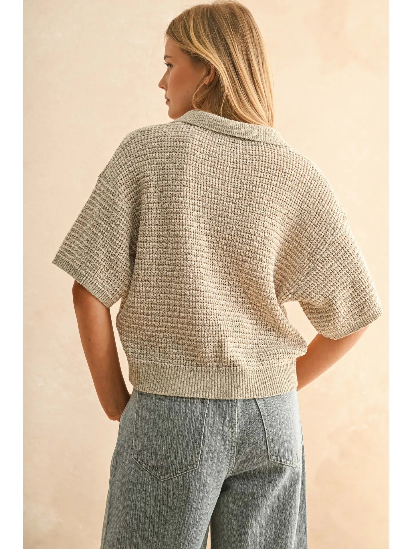 Multi Color Collared Knitted Top