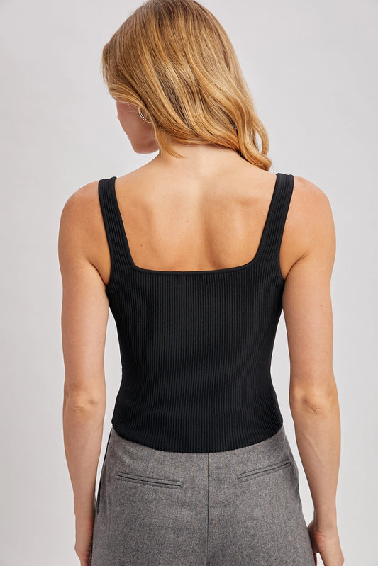 Ribbed Sweetheart Neck Tank Top