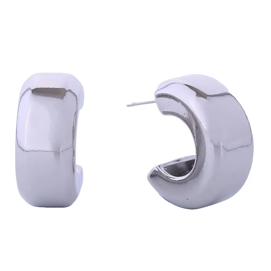 14K Dipped Chunky Half Hoop Post Earrings
