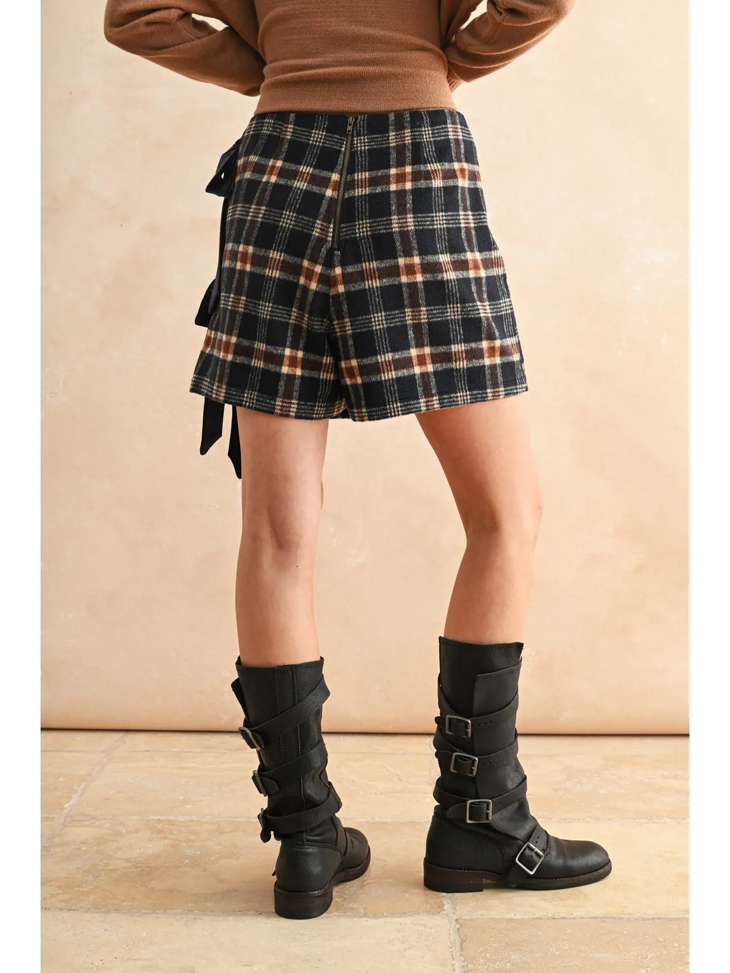 Plaid Pattern Wrap Skirt