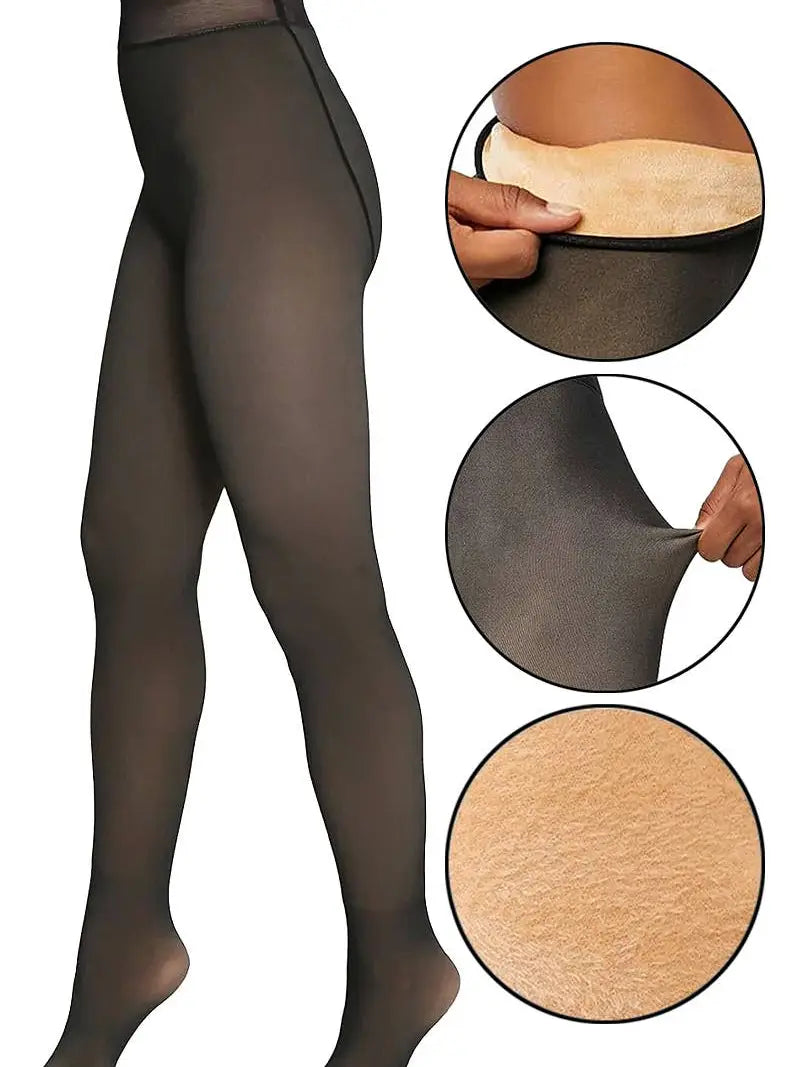 Women's Fake Sheer Fleece Lined Pantyhose Tights
