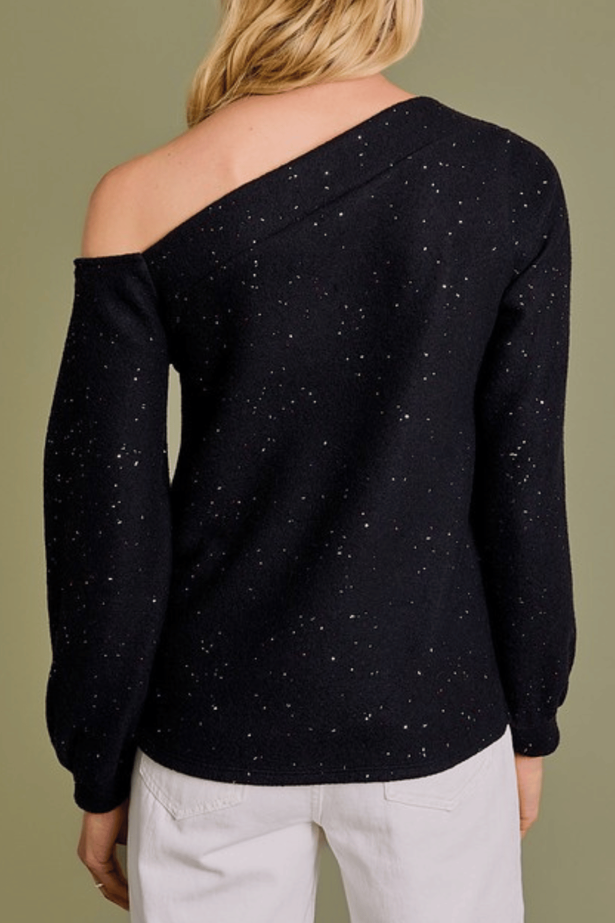Long Sleeve One Shoulder Sequin Top