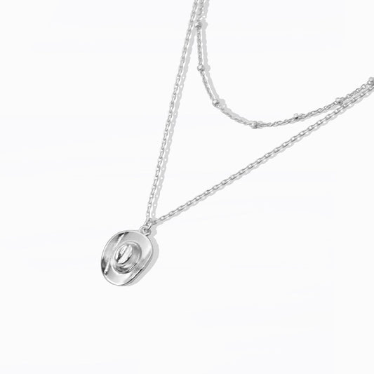 Cowboy Hat Figure Pendant Double Layer Necklace