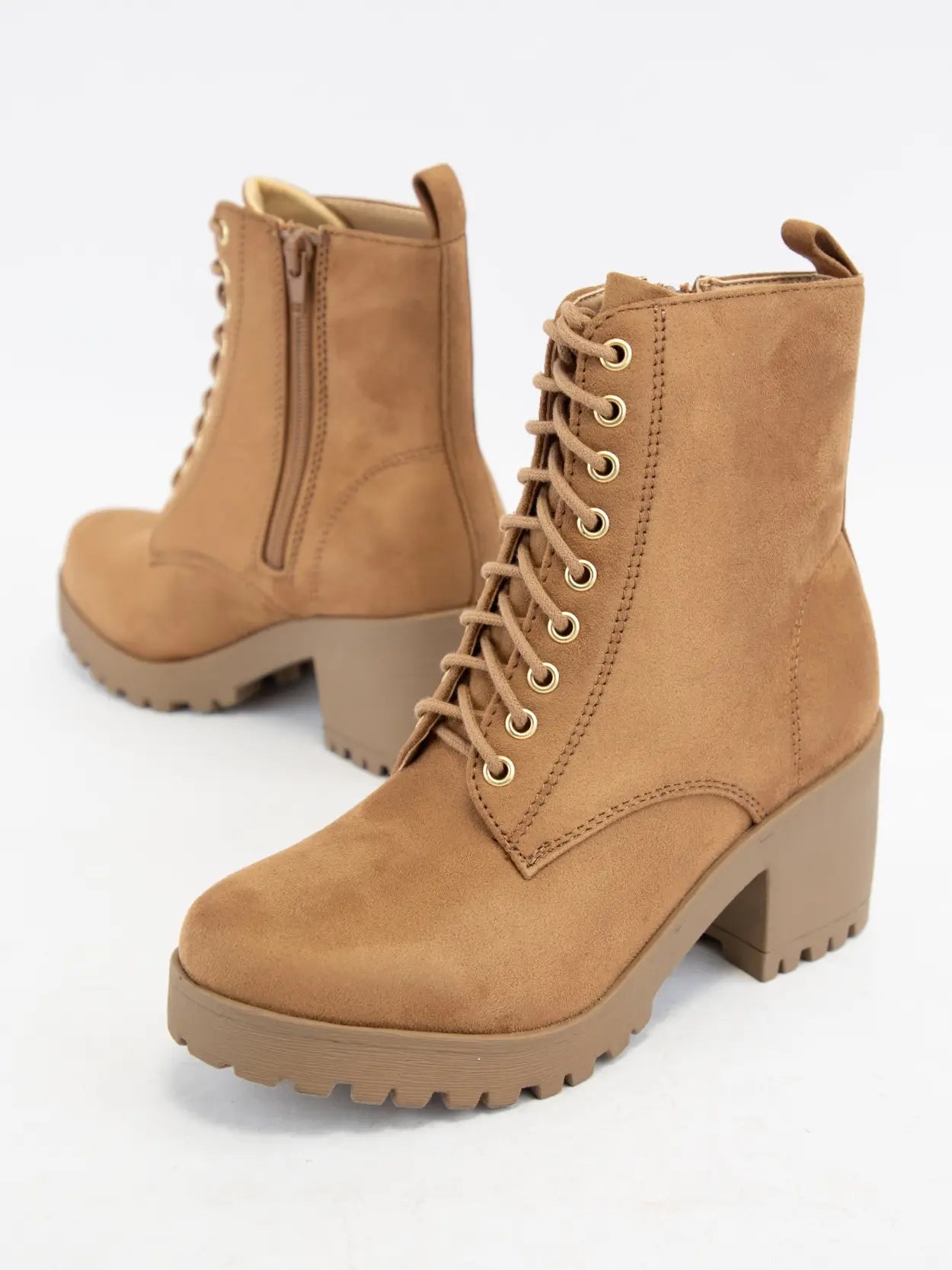 Combat Boots with Block Heel