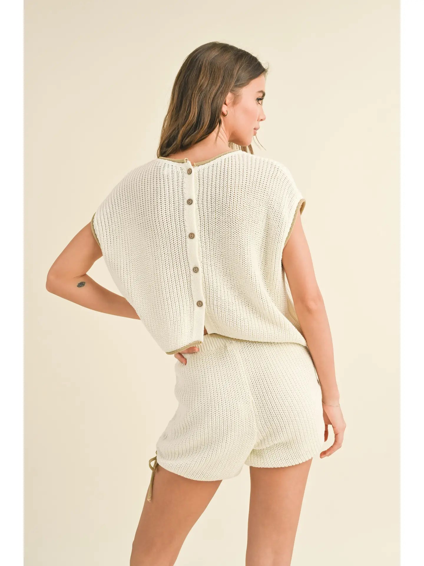 Contrasted Detail Knitted Top