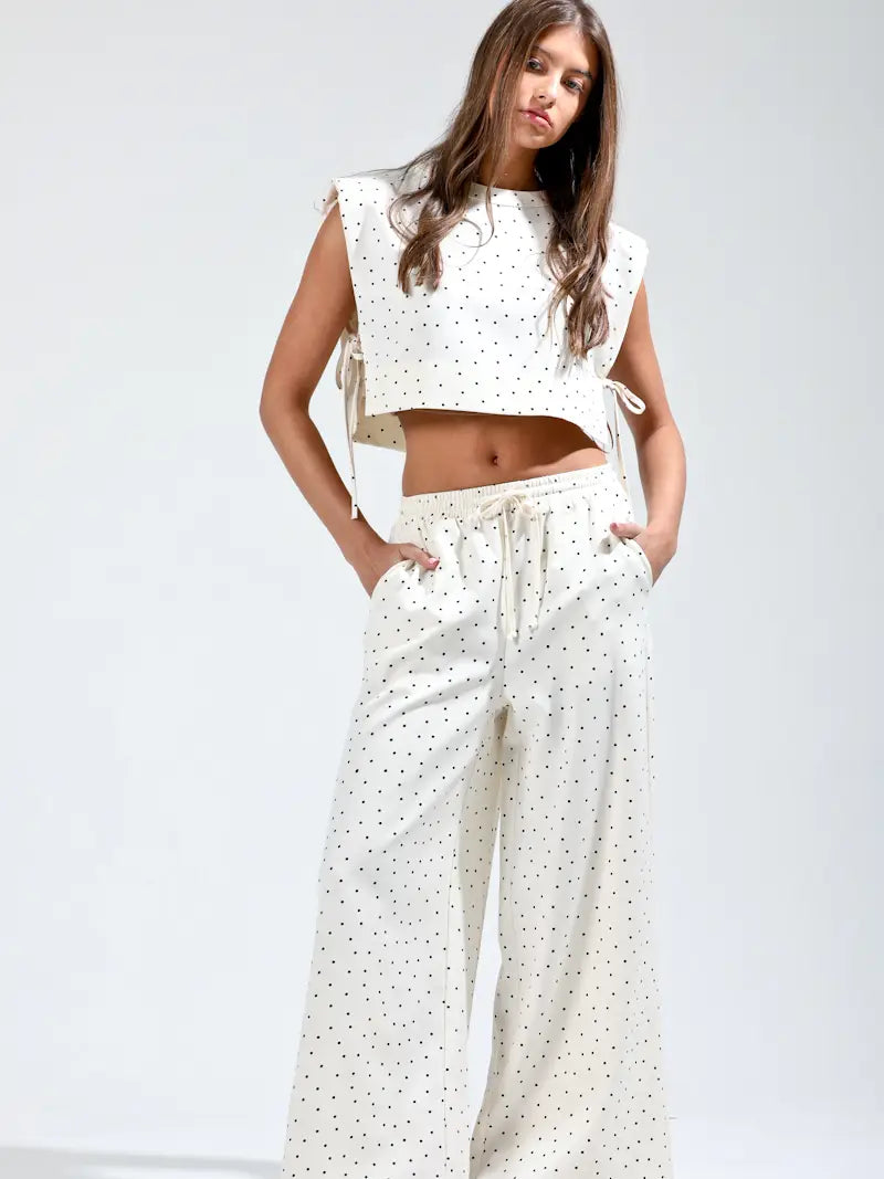 Elastic Waist Polka Dot Pants