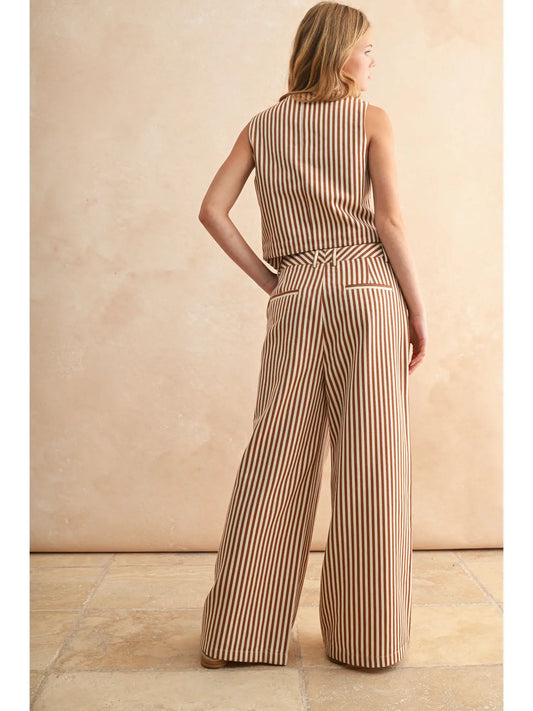 Striped Pattern Wide Leg Pants