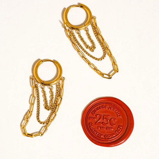 Vianne 18K Gold Non-Tarnish Multi Chain Drop Earrings