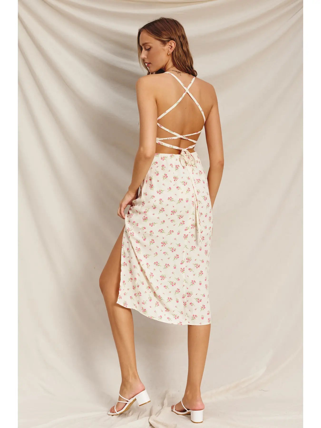 Pretty Little Rose Tie Back Midi Dress