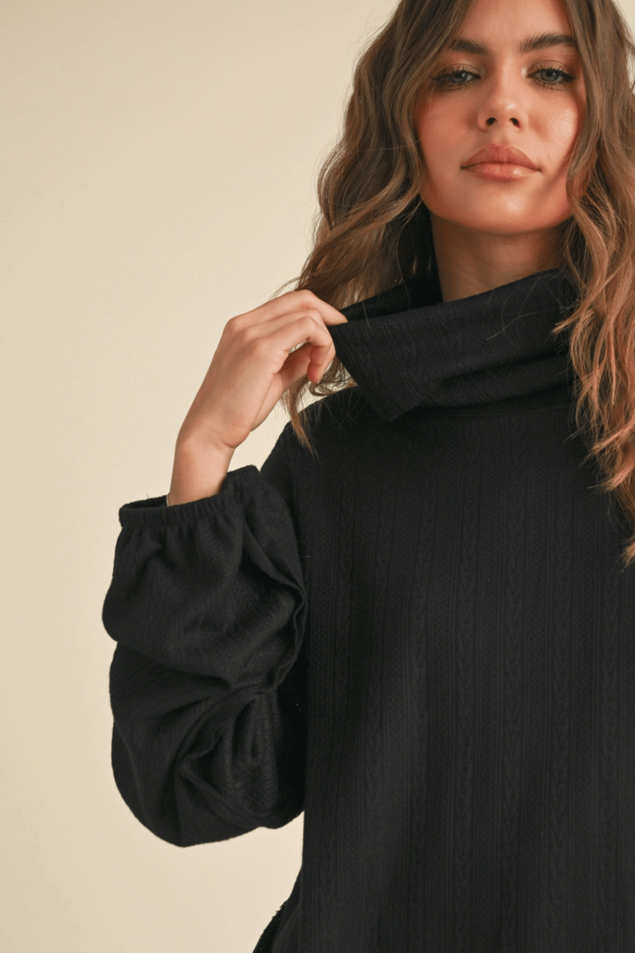 The Joanna Lightweight Turtle Neck Dolman Sleeve Knit Sweater