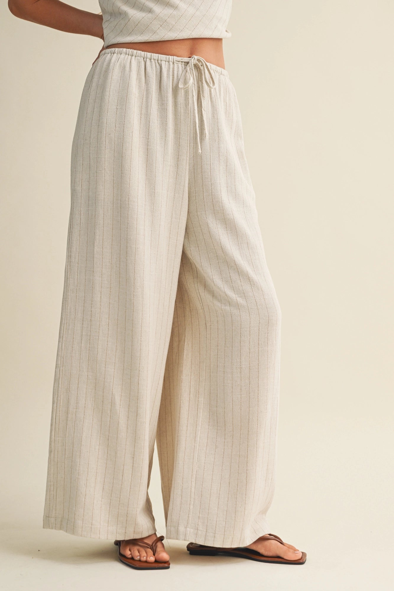 Drawstring Waist Stripe Pants