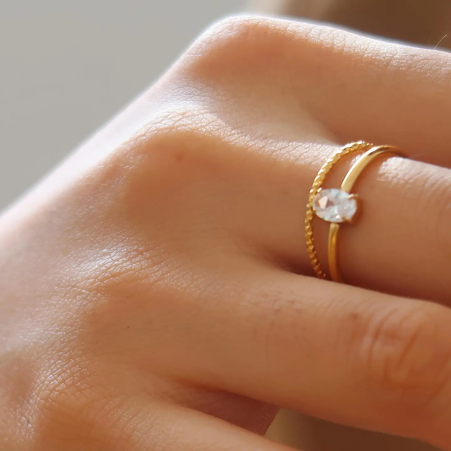 Boris 18K Gold Non-Tarnish Cz Square Thin Ring