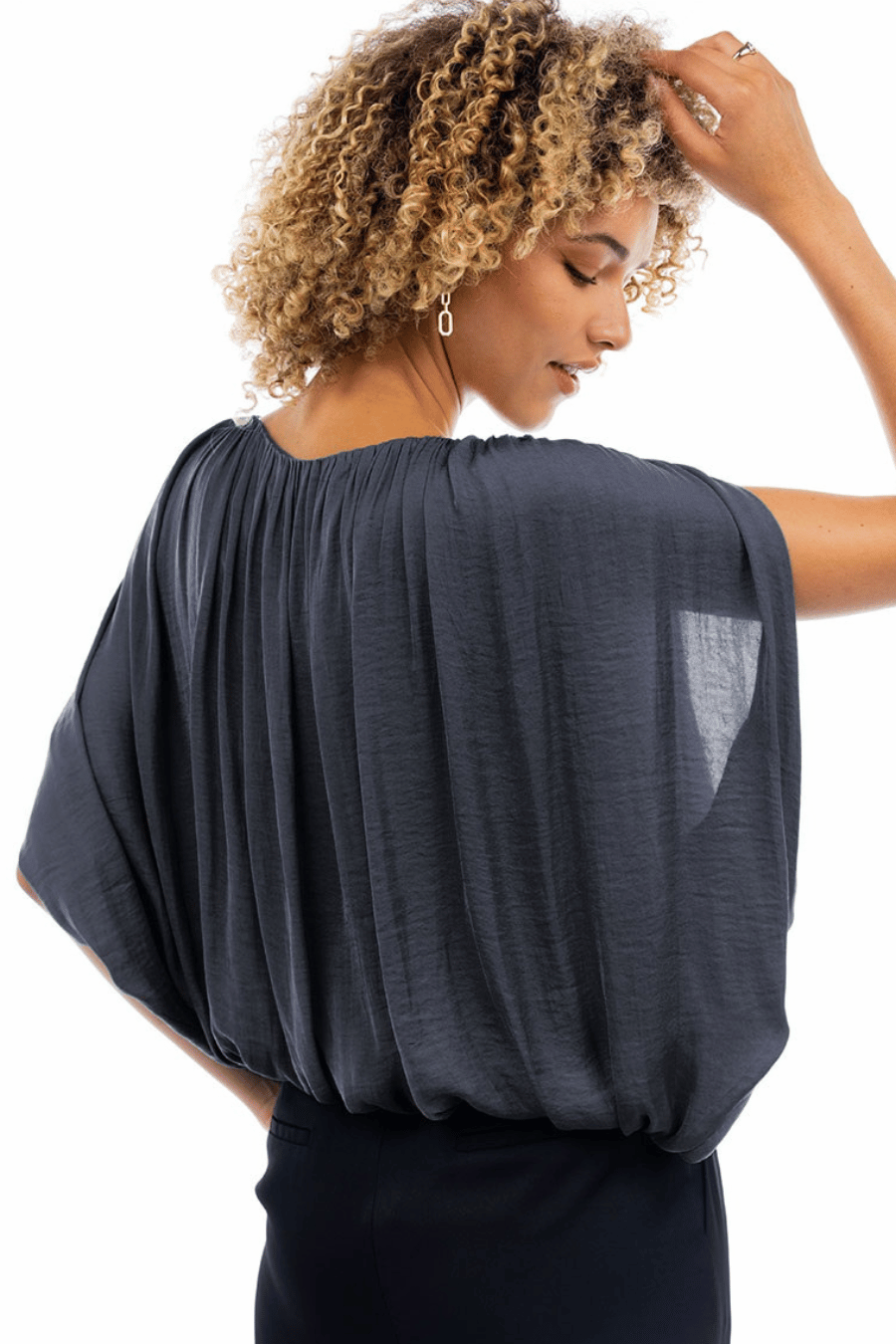 Grecian Drape Bubble Blouse