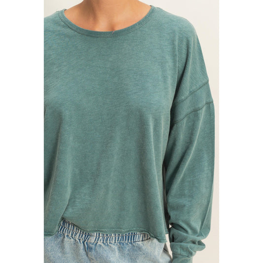 Cross Detail Open Back Long-Sleeve Top