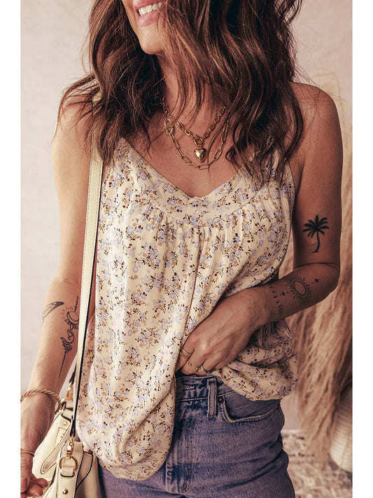 Boho Floral Spaghetti Straps Tank Top