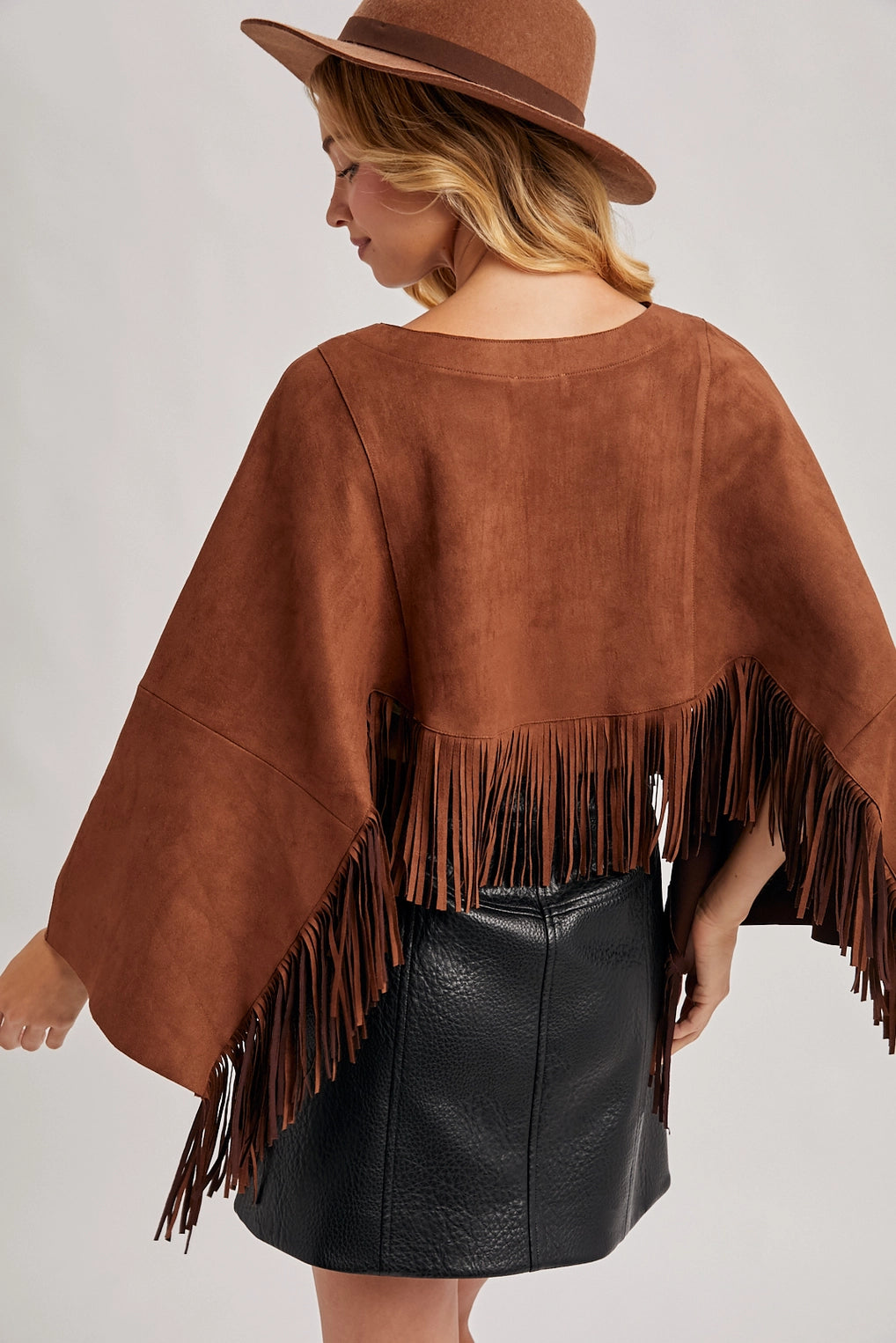 Western Bohemian Suede Fringe Cape