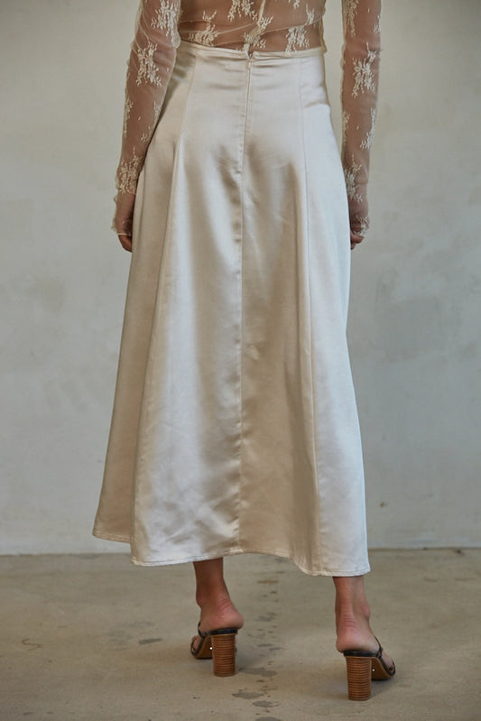 Woven Polyester Spandex Satin Flare Skirt