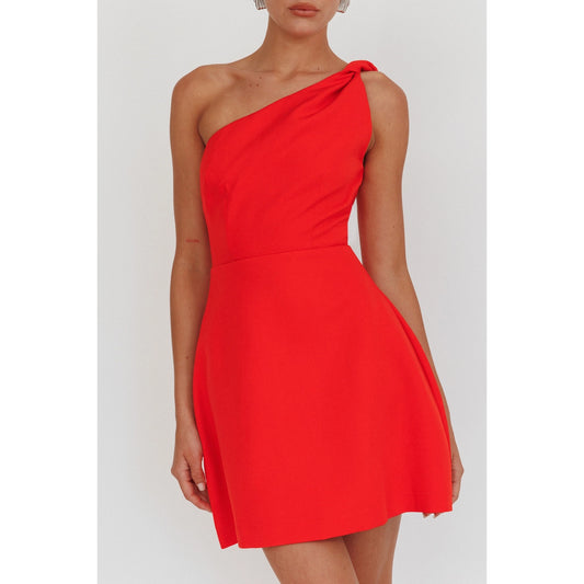 One Shoulder Knit Mini Dress