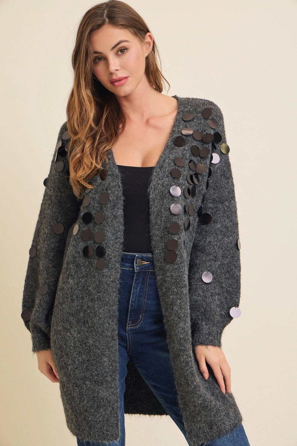 Sequin Oversized Sweater Cardigan