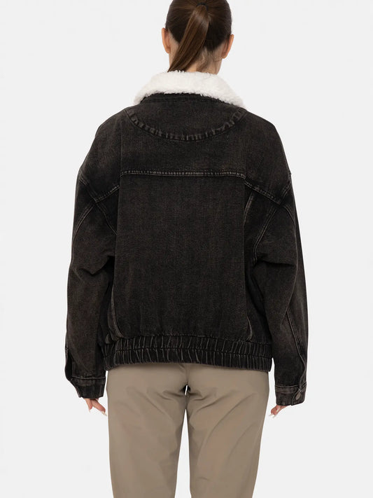 Sherpa Collar Oversized Denim Jacket