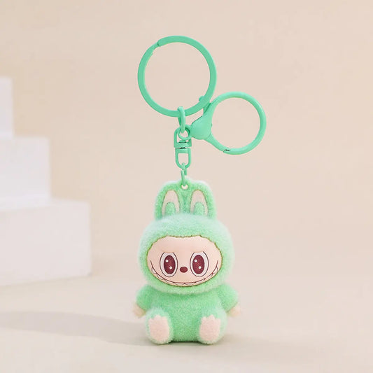 Labubu Flocking Keychain Labubu Pendant School Gift