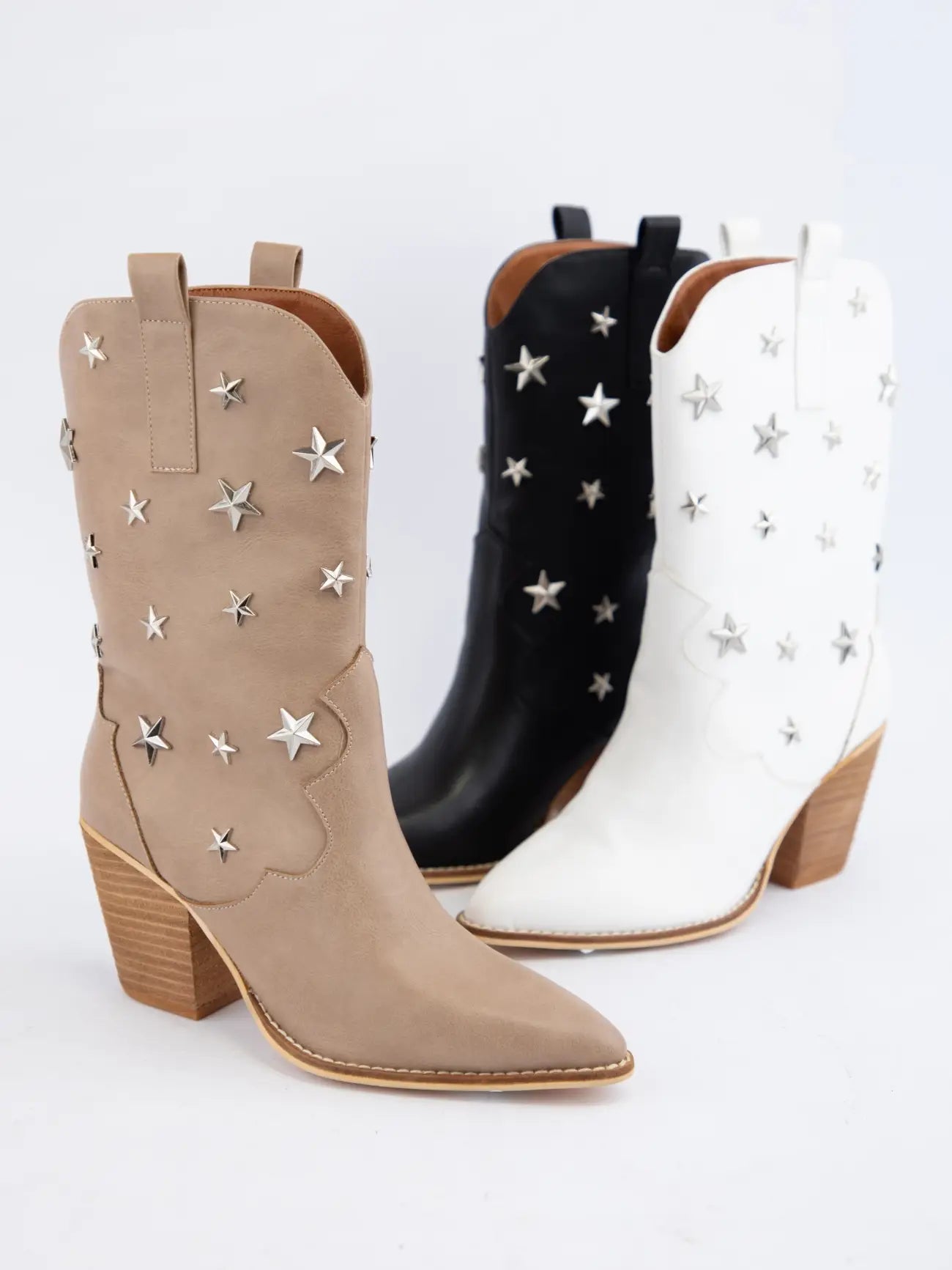 Star Stud Embellished Western Boots