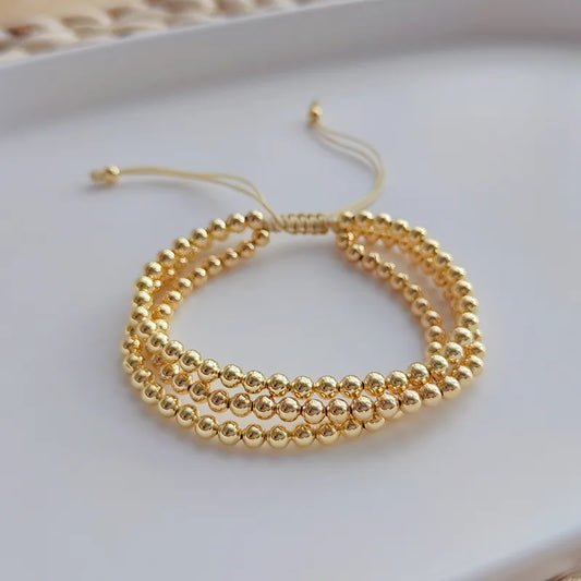 Stacked Gold Plated Stainless Steel Gold Beaded Bracelet