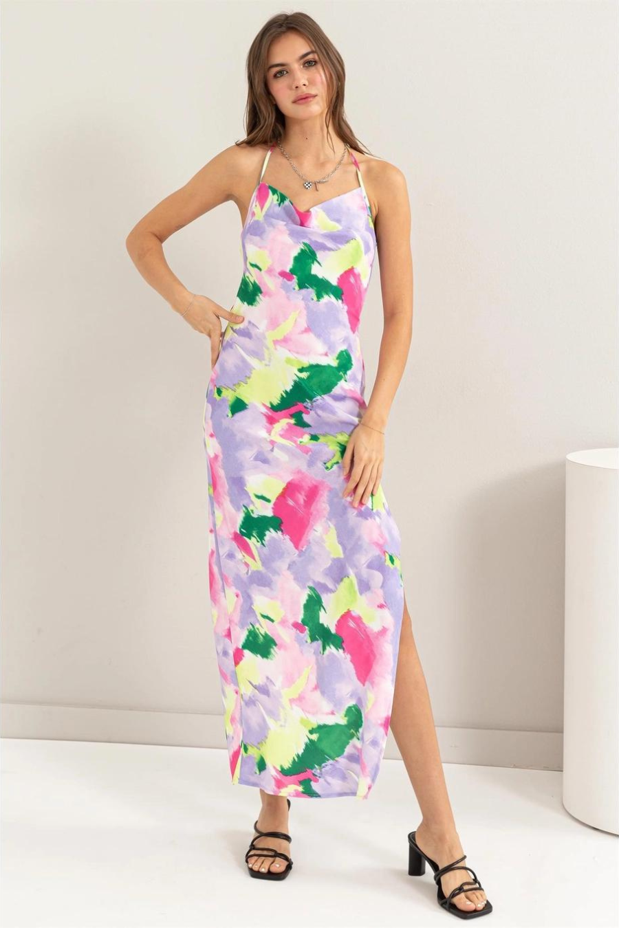 Vali Tie-Dye Print Backless Dress