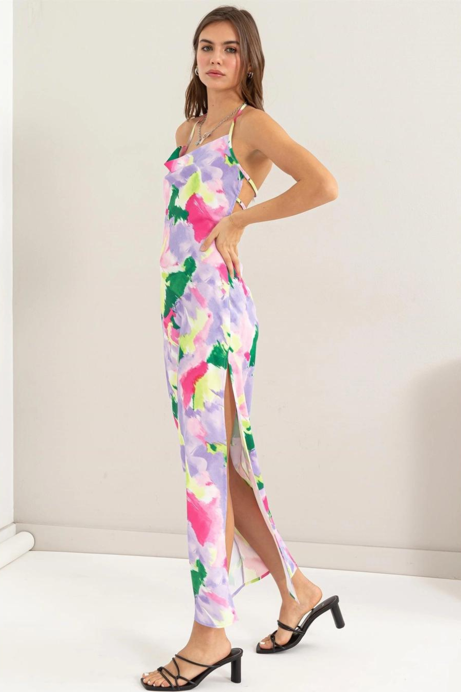 Vali Tie-Dye Print Backless Dress