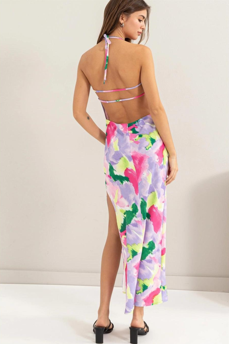 Vali Tie-Dye Print Backless Dress