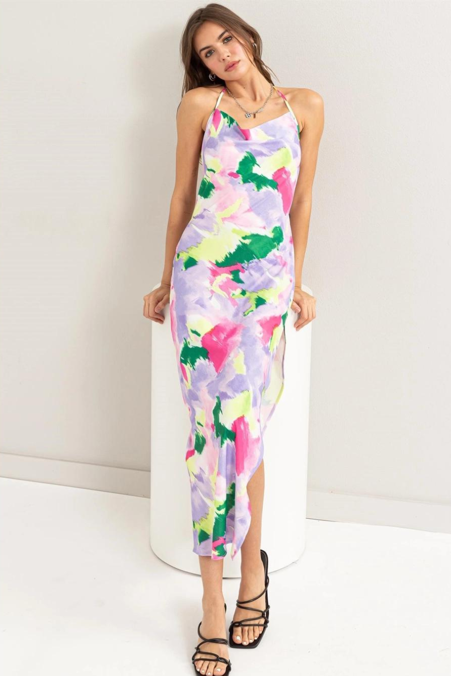 Vali Tie-Dye Print Backless Dress