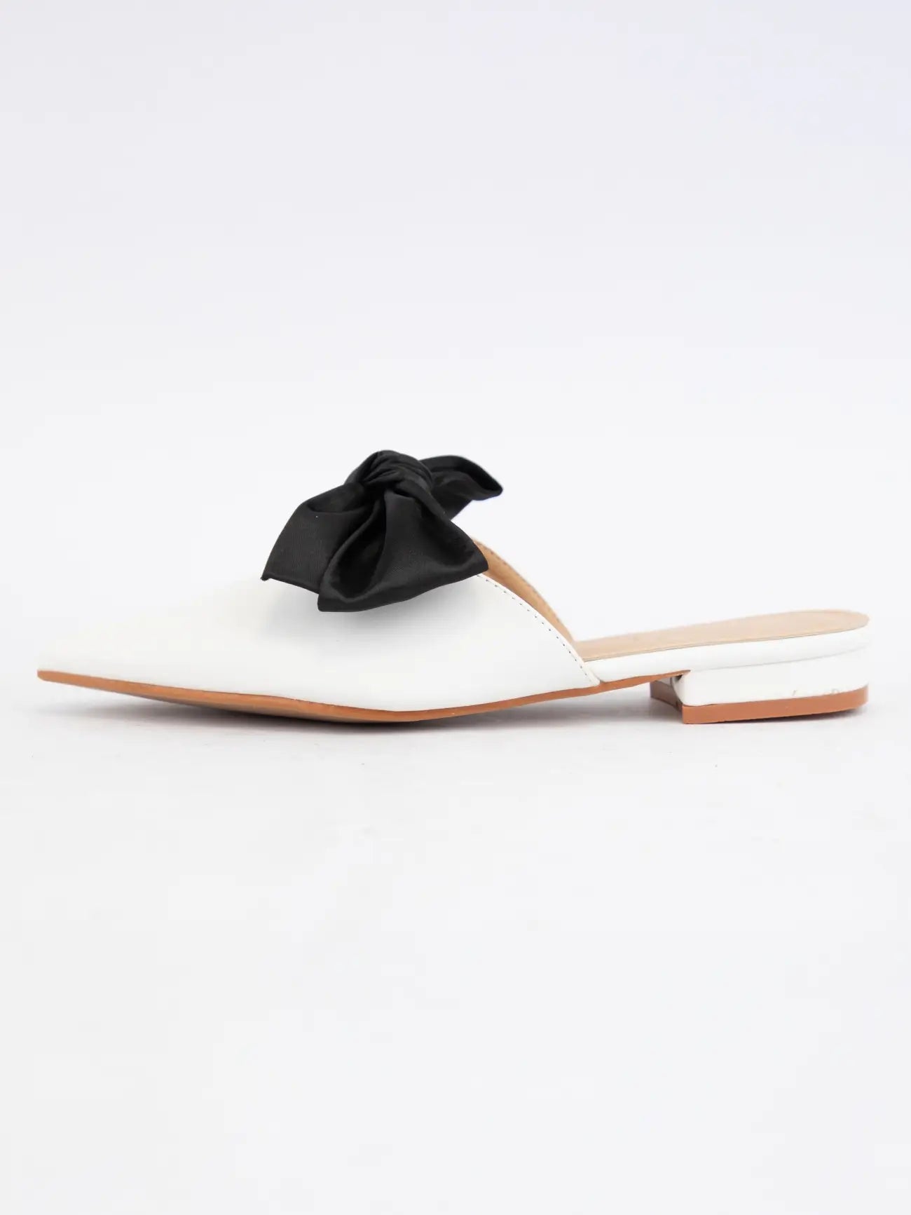 Satin Bow Decor Pointed-Toe Slip-On Mule
