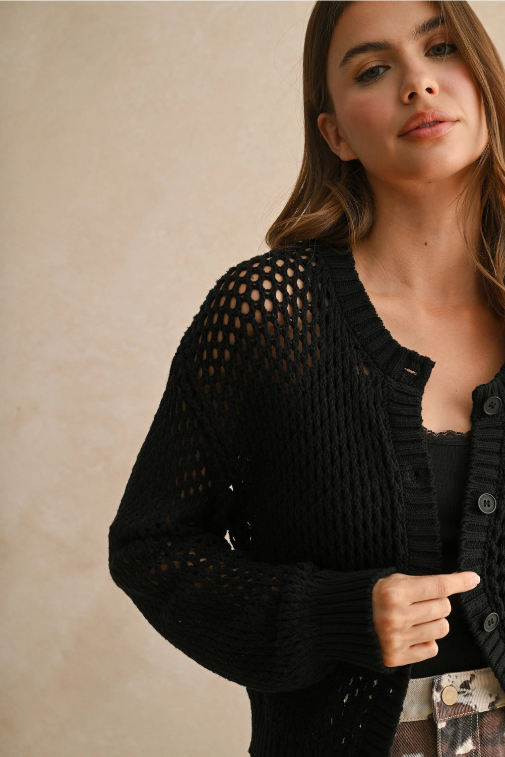 Crochet Knitted Buttondown Cardigan