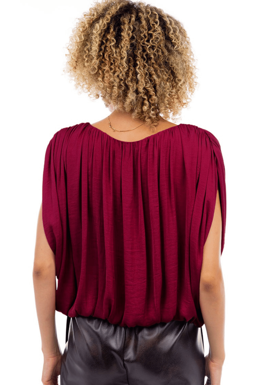 Grecian Drape Bubble Blouse