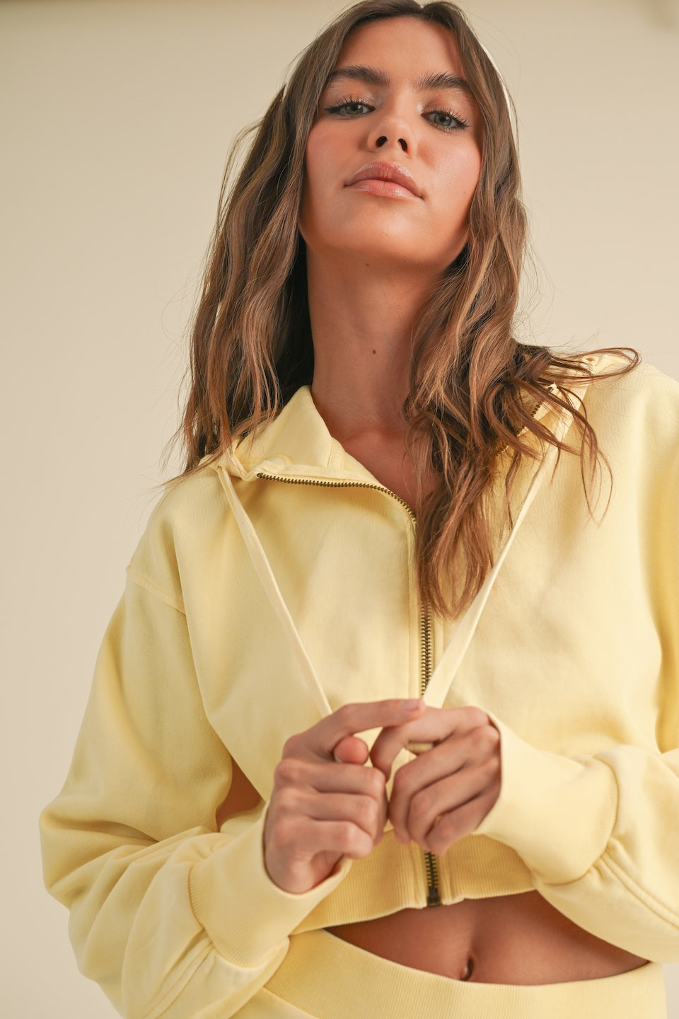 Mineral Wash Oversized Crop Hoodie