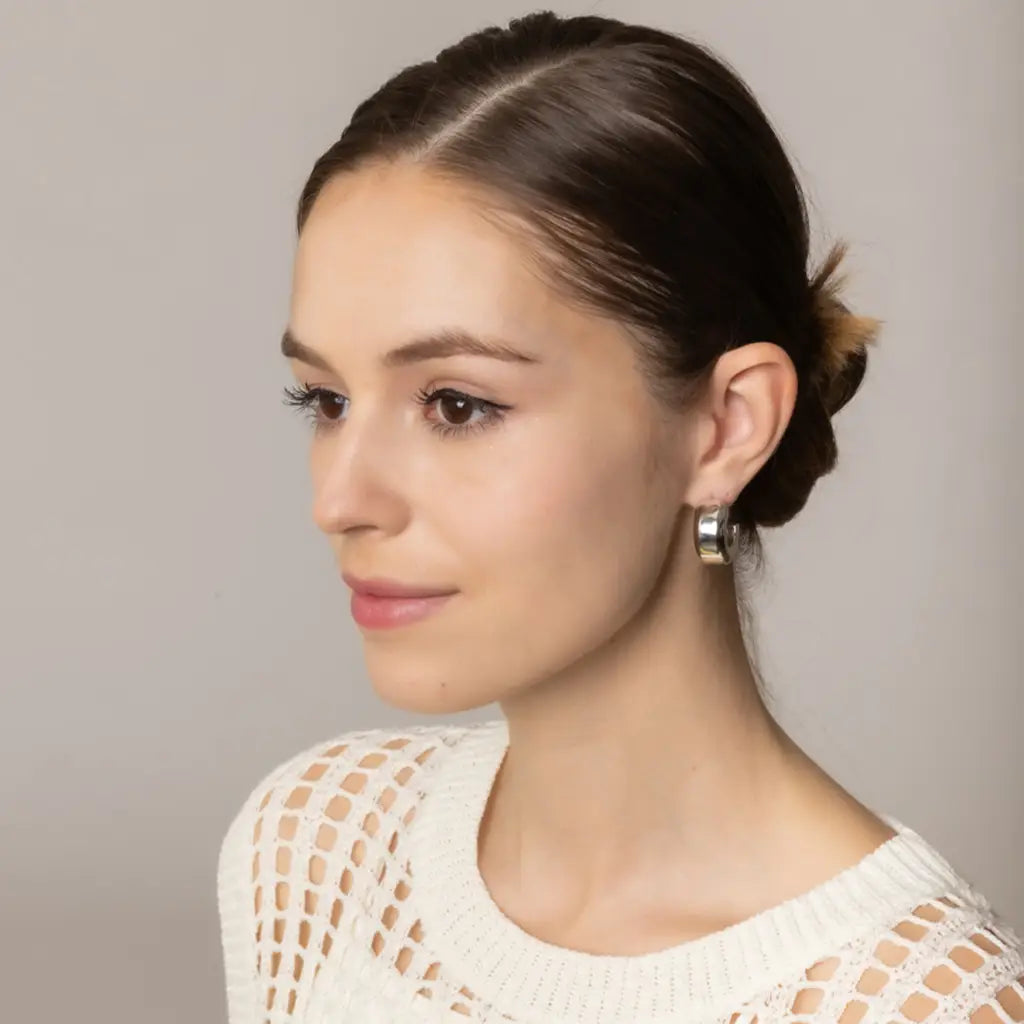14K Dipped Chunky Half Hoop Post Earrings