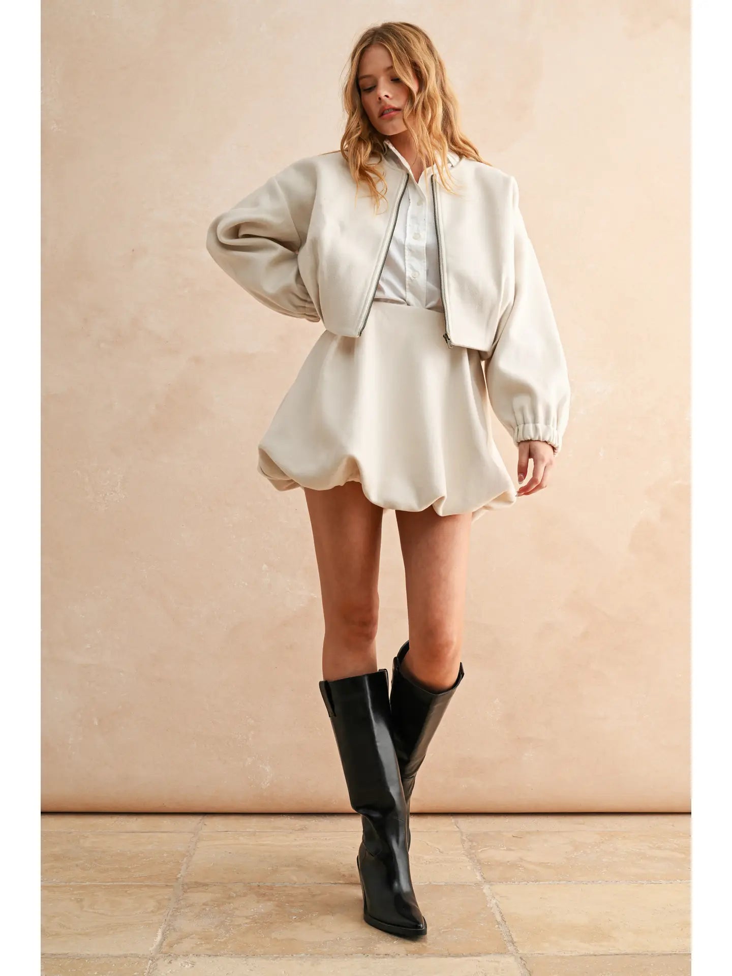 Pleated Detail Balloon Skirt