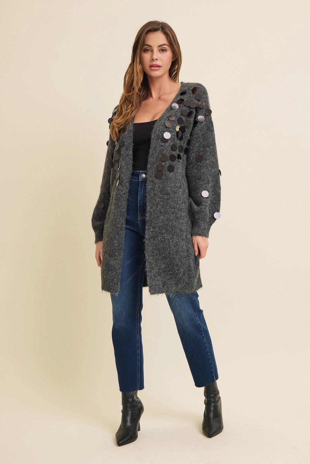 Sequin Oversized Sweater Cardigan
