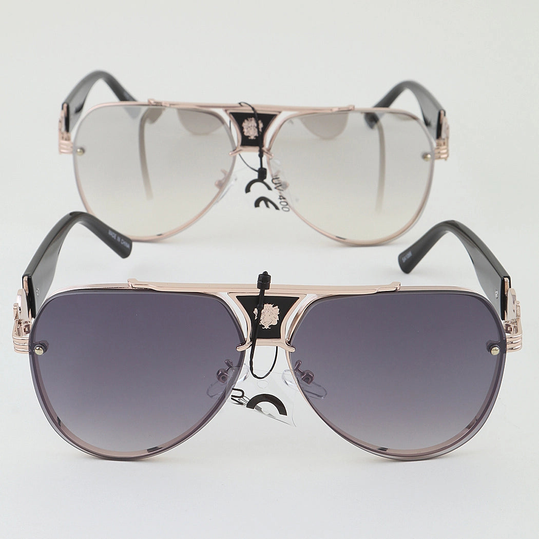 Modern Lion Emblem Aviator Sunglasses
