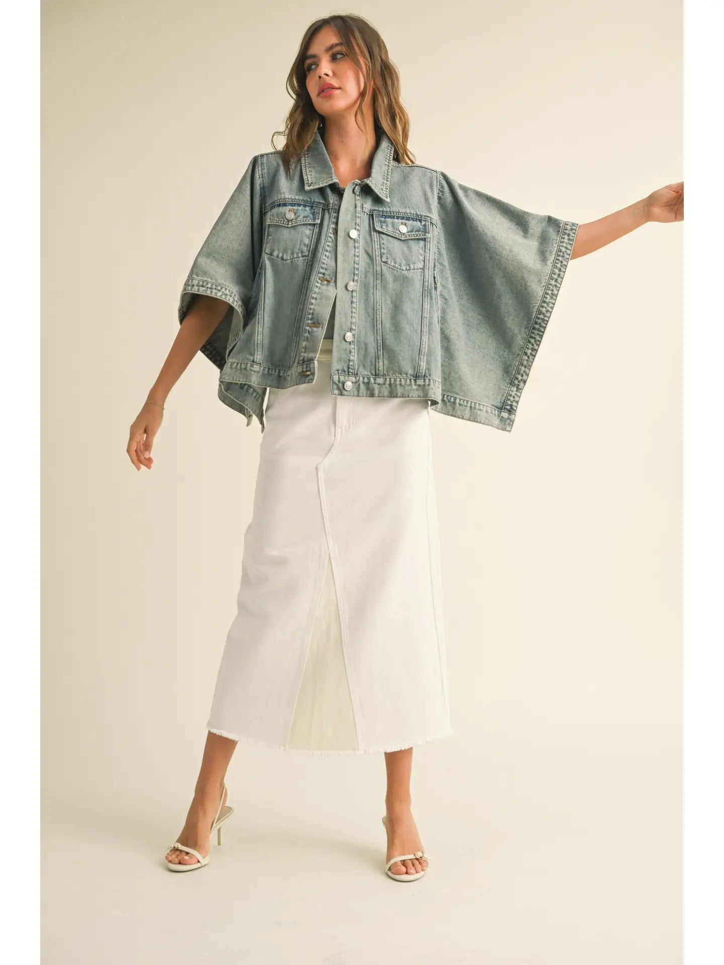 Cape Style Denim Jacket