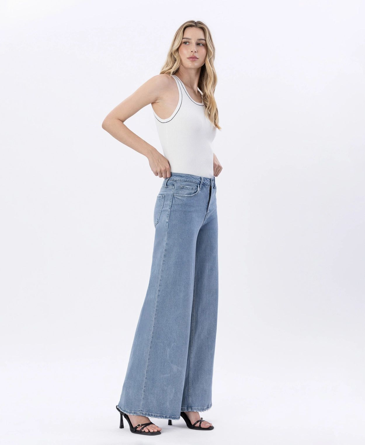 Super High Rise Full Length Palazzo Jeans